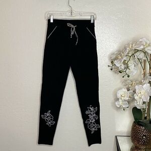 Desigual Women Black Embroidered Drawstring Jogger